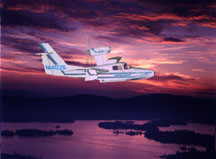 Lake aircraft, amphibian seaplane, Renegade, sunset, airplane, flash lighting